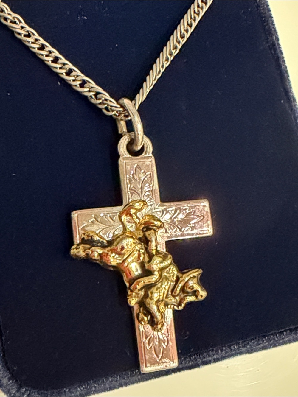 Montana Silversmiths Bull Rider Cross Sterling Silver Pendant Necklace